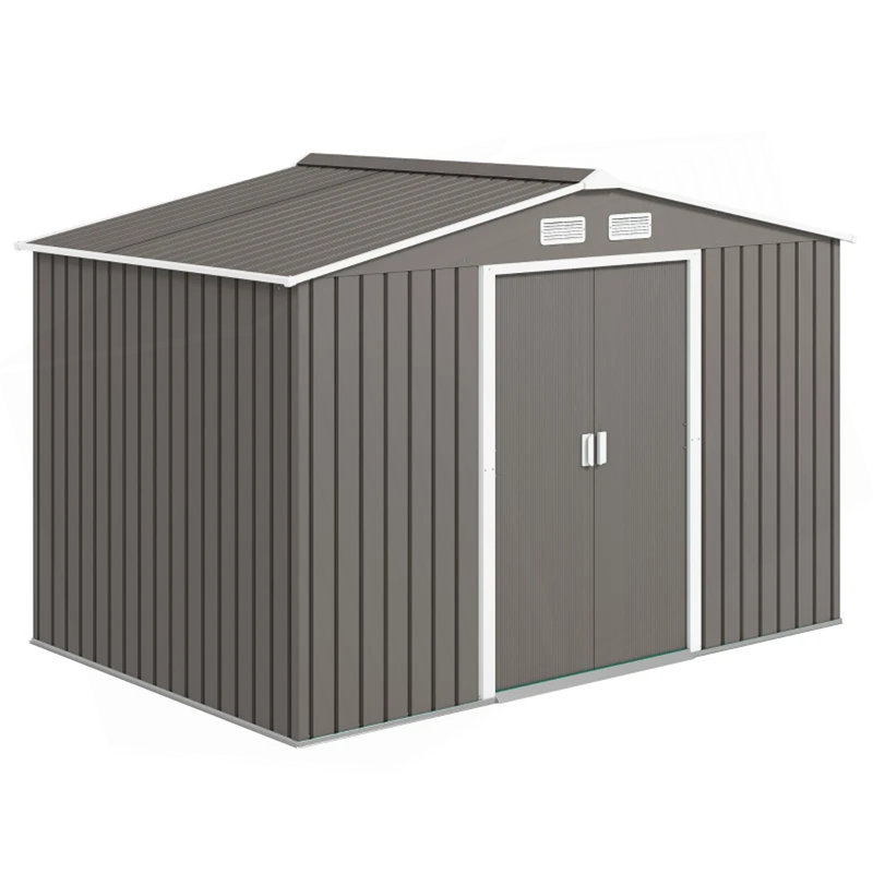 Remise en métal pour outils, 75.6" H x 109.2" W x 76.8" D, Gray