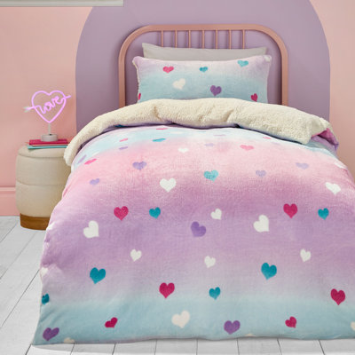 Cosy Ombre Heart 100% Polyester Block Print Duvet Cover Set with Pillowcases