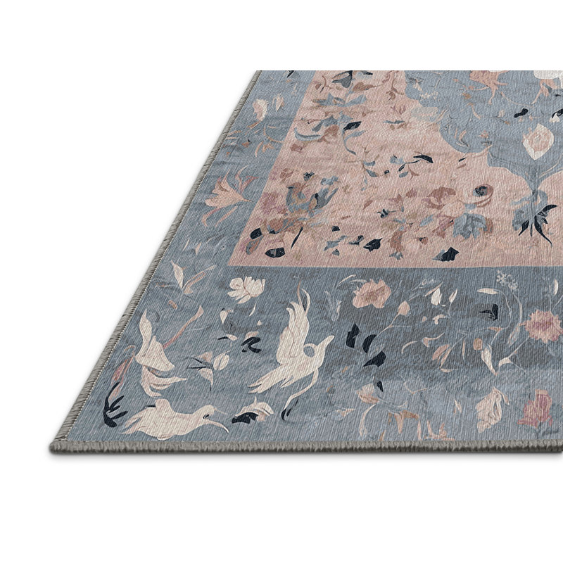 Machine Washable Gray Area Rug, Square 7'