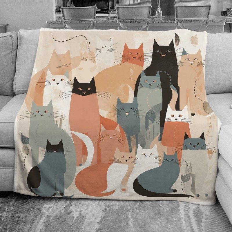  Cat Fleece Blanket, Twin