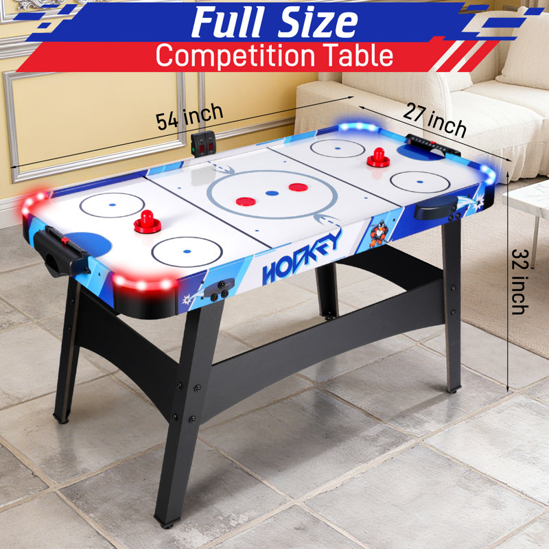 Table de hockey sur coussin d'air 58 po Rioloiuy avec pointage électronique précis, puissant moteur de 12 V, comprend 2 rondelles et 2 poussoirs