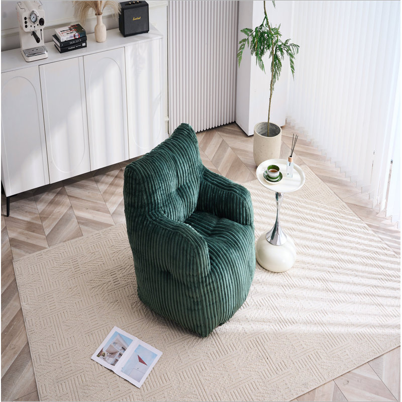 Fauteuil à billes Soft Velvetoy, Velours côtelé vert