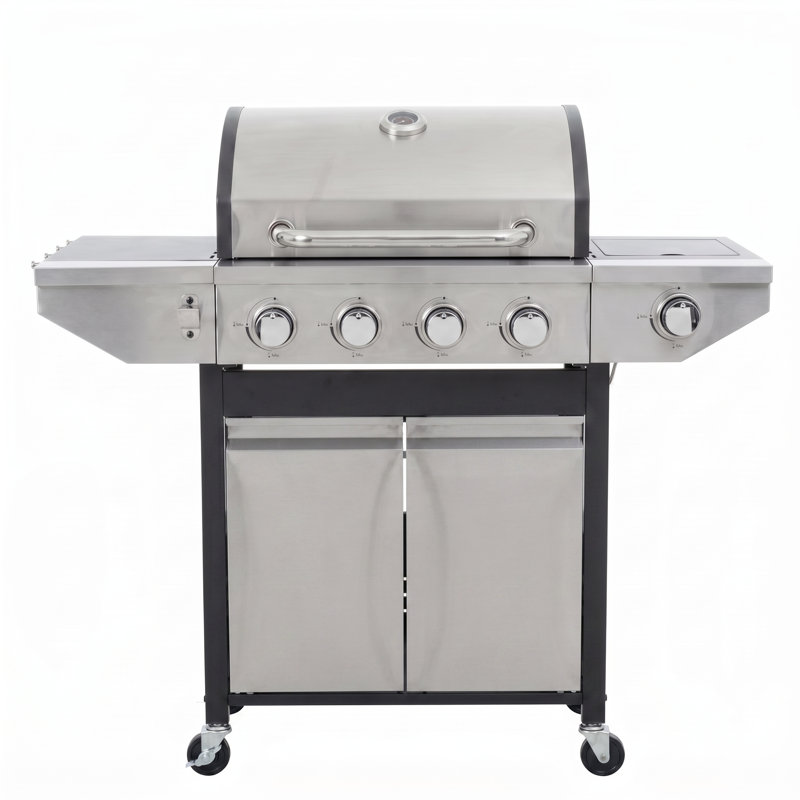 Barbecue au propane à 4 brûleurs Endark, barbecue en acier inoxydable avec 1 brûleur latéral