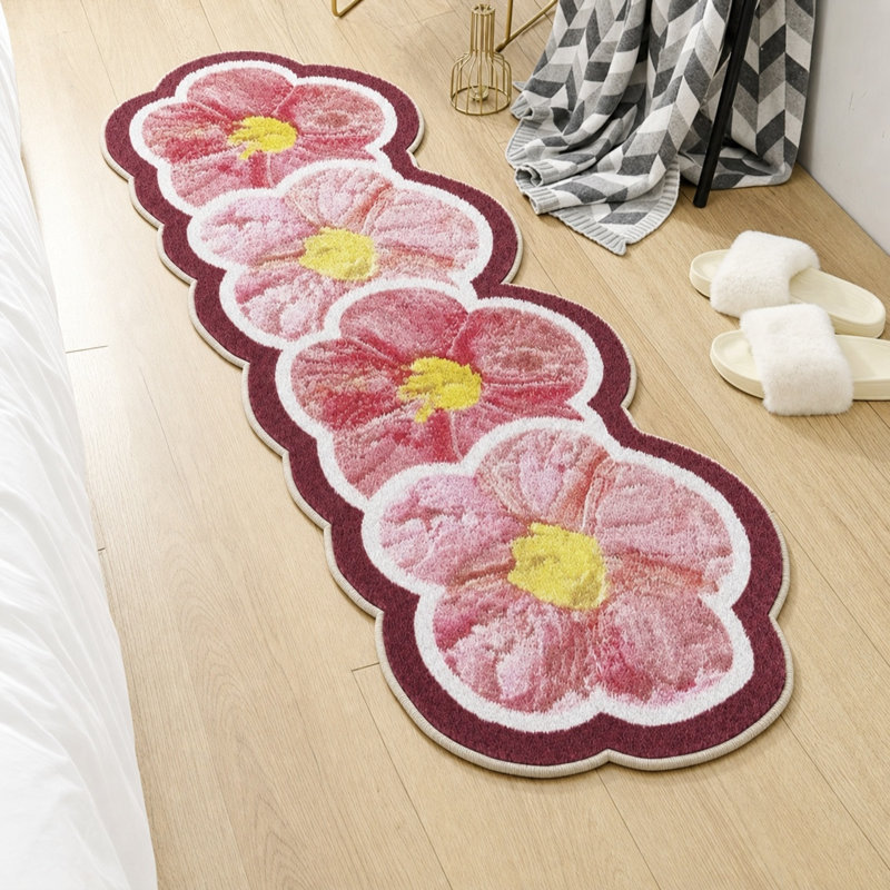 Tapis durable antidérapant à motif floral, A2 47x15.75in