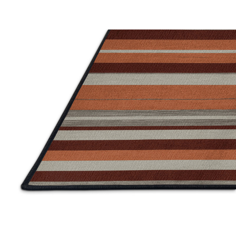  Tapis lavable rayé gris clair en terre cuite, Rectangle 6 pi x 9 pi