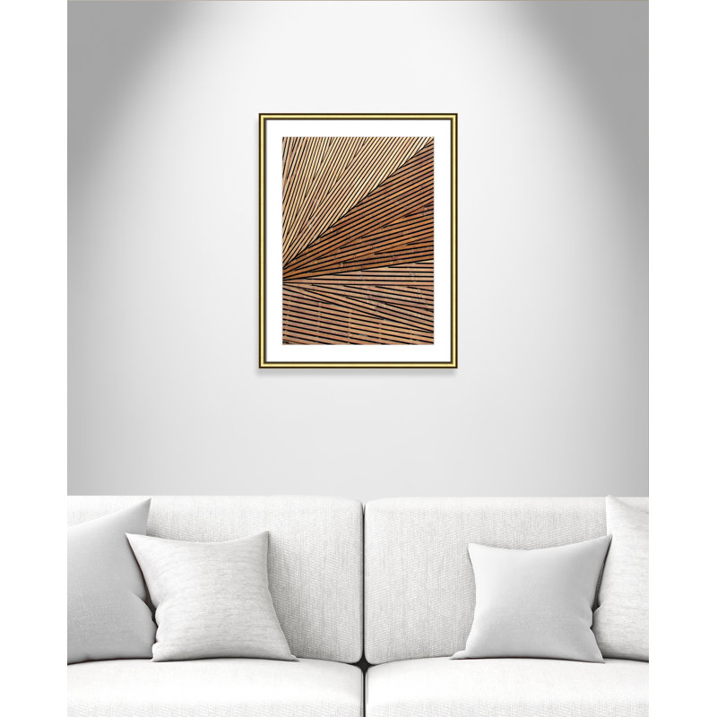 Panneau géométrique en bois Fayette 1 - reproduction de cadre photo, Doré, H 24,25 po x l 18,25 po x P 0,88 po