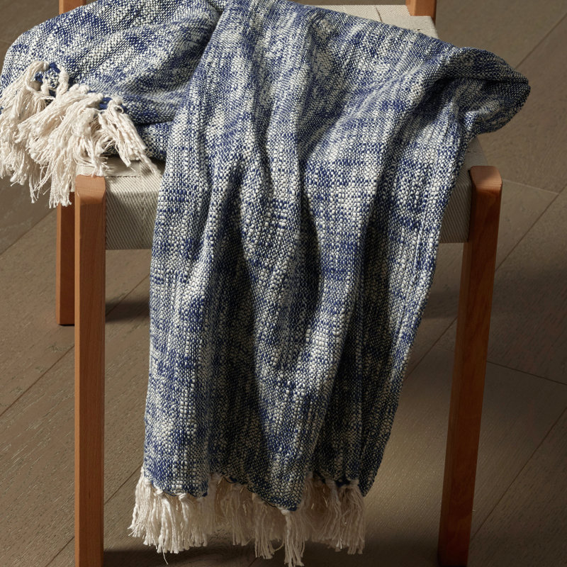Organic Blue Cotton Reversible Throw Blanket 60" x 50"