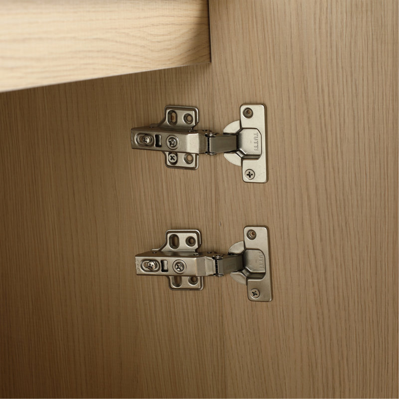 Meuble-lavabo autoportant de 42 po avec lavabo en résine et 2 portes d'armoire à fermeture en douceur, contreplaqué, chêne Dune