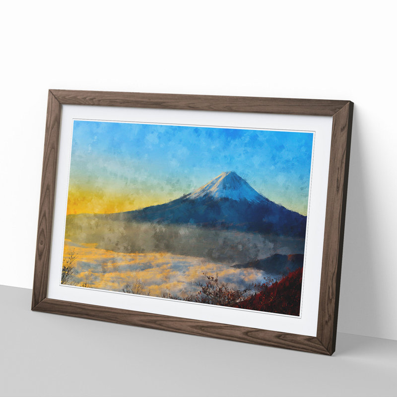 Mount Fuji - Picture Frame Painting, 48cm H x 65cm W x 2cm D, Walnut Framed