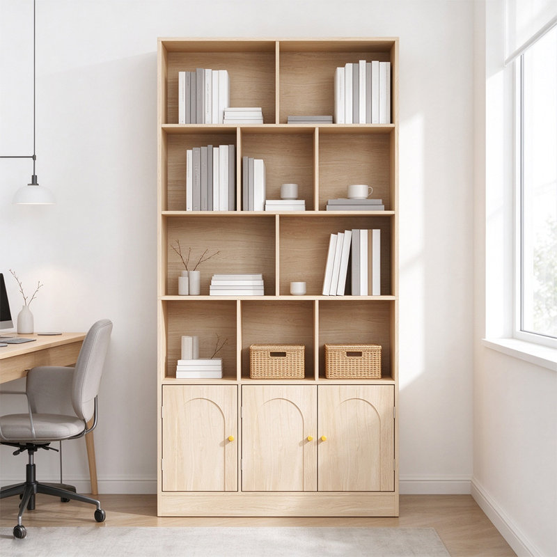 Bibliothèque avec 10 cubes et 3 portes, bibliothèque à 4 niveaux, organisateur de rangement cubique moderne pour le salon et le bureau