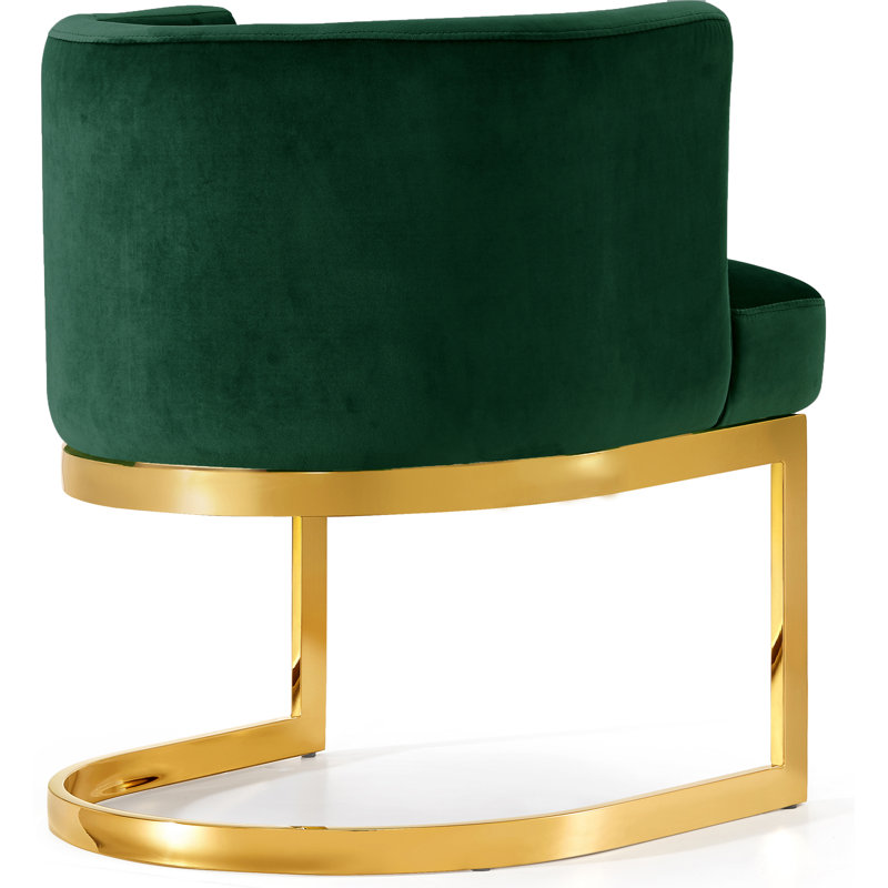 Fauteuil à oreilles Gianna Barnier, Velours vert, Doré