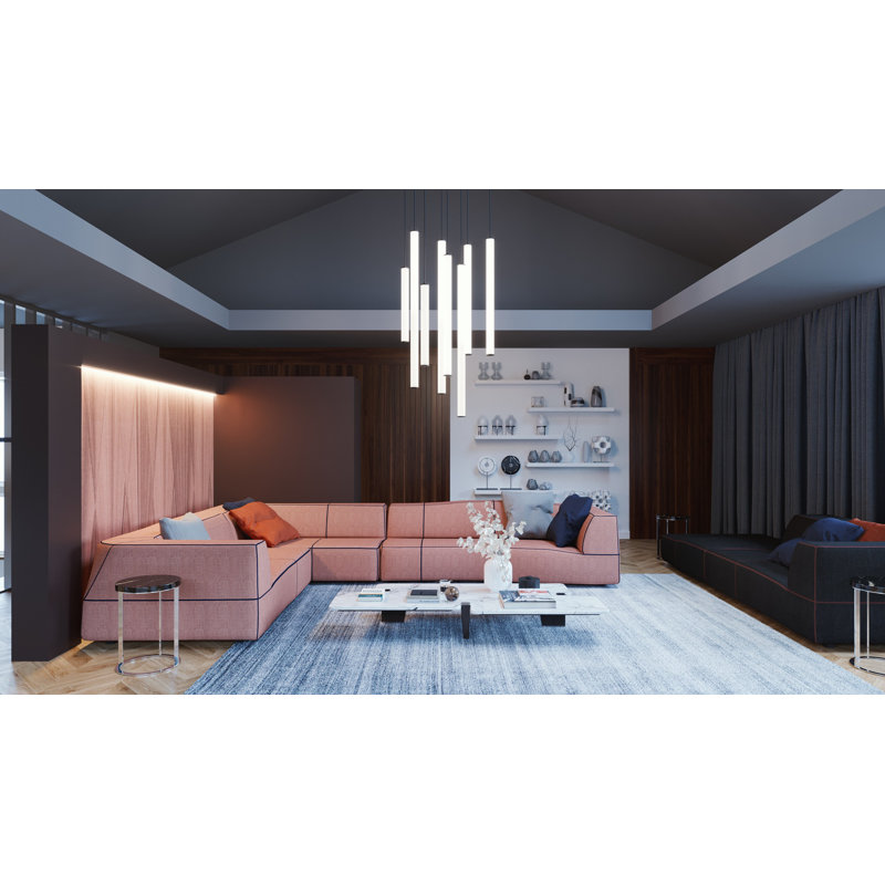 Luminaire suspendu cylindrique à 1 lumière DEL Mizuki, Noir, 45"