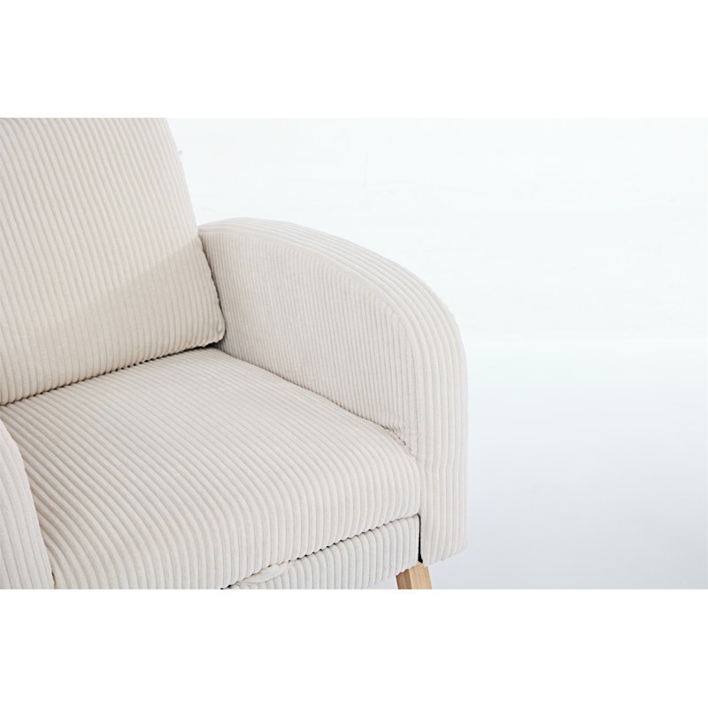 Chaise berçante moderne avec pieds en bois massif (fauteuil inclus), Crème, crème