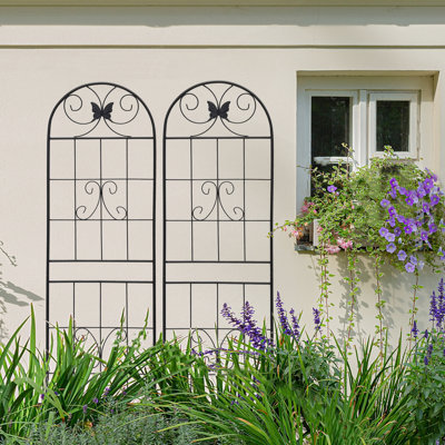 Ensemble de 4 treillis de jardin en métal antirouille 71 po x 19,7 po, treillis extérieur noir, facile à assembler, tube galvanisé, s'adapte aux plantes grimpantes comme les vignes, lot de 4 treillis de 19,7 po