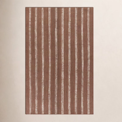Aadison Rust Hand-Woven Striped Jute Rug