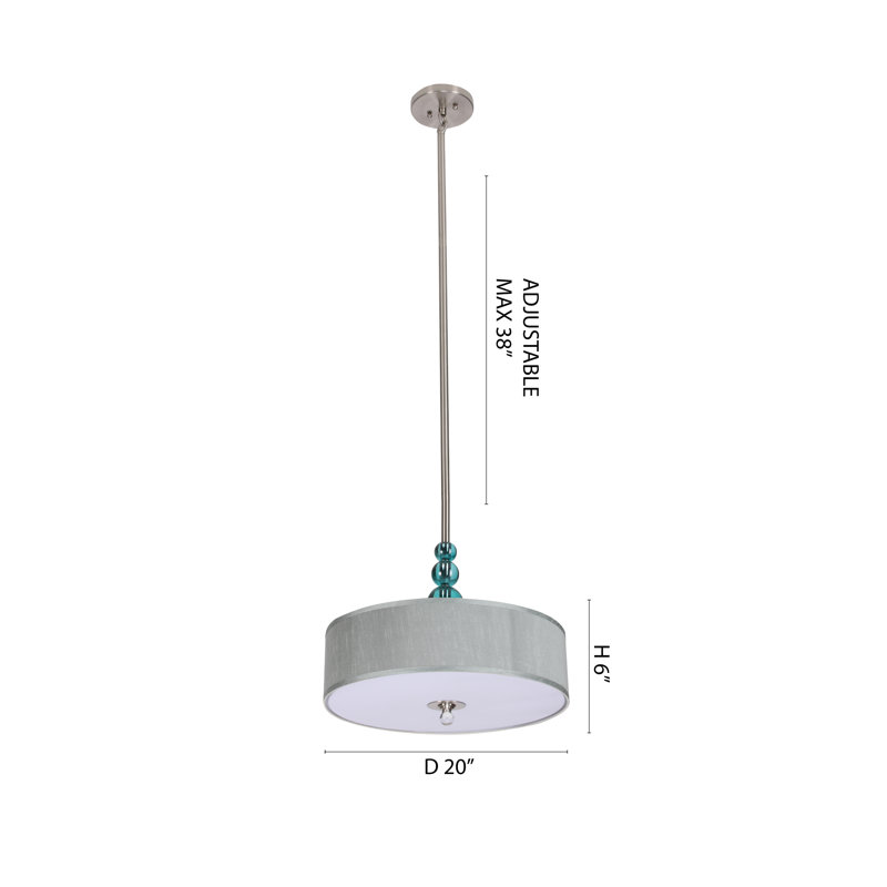 Transitional 3-Light Chrome Drum Shade Pendant