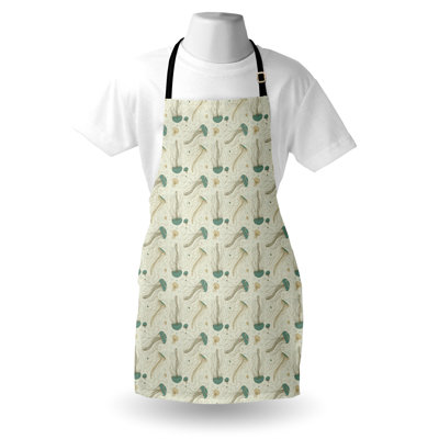Dakota Fields Jellyfish Apron Unisex Creature with Tentacles Adult Size Eggshell Laurel Green