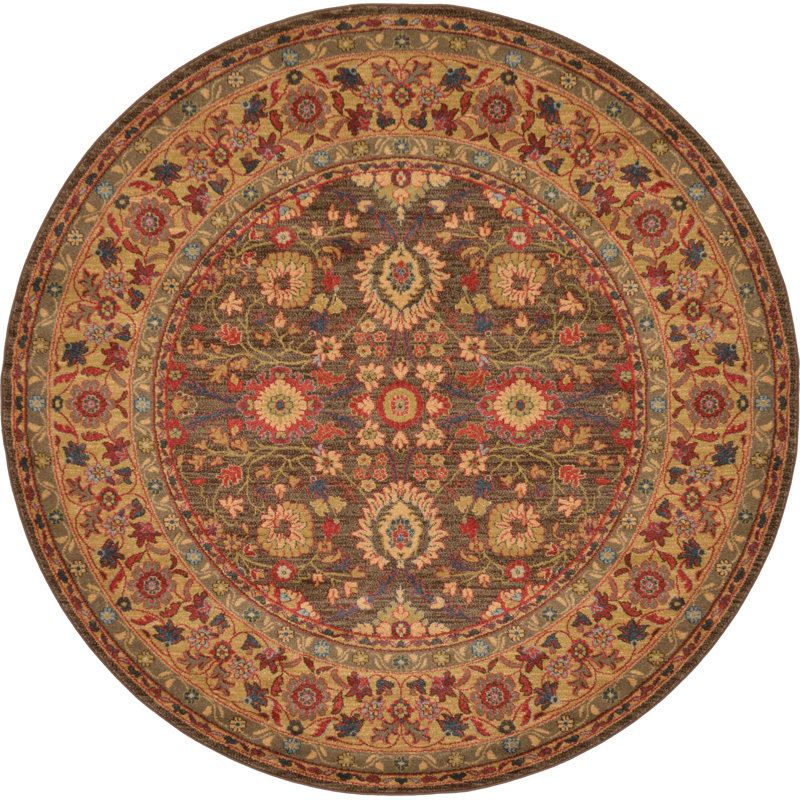 Moore Floral Indoor Rug, Round 6'1"