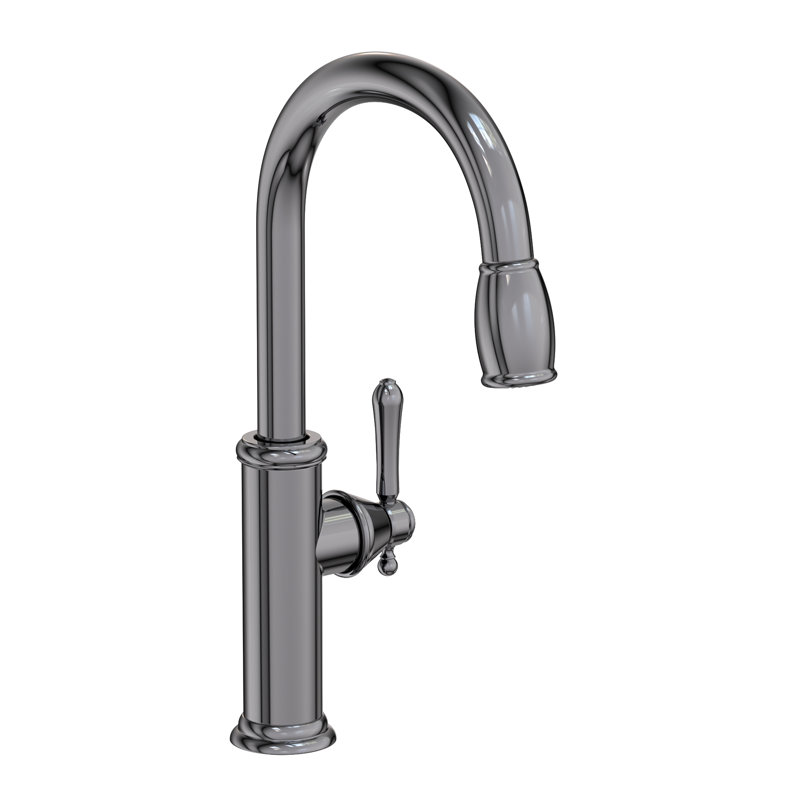 Chesterfield Pull Down Single Handle Kitchen Faucet, Midnight Chrome
