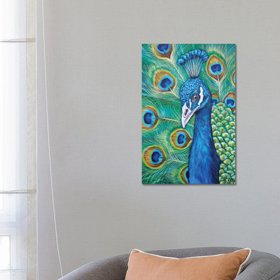 Peacock 1 Piece Wrapped Canvas Wall Art
