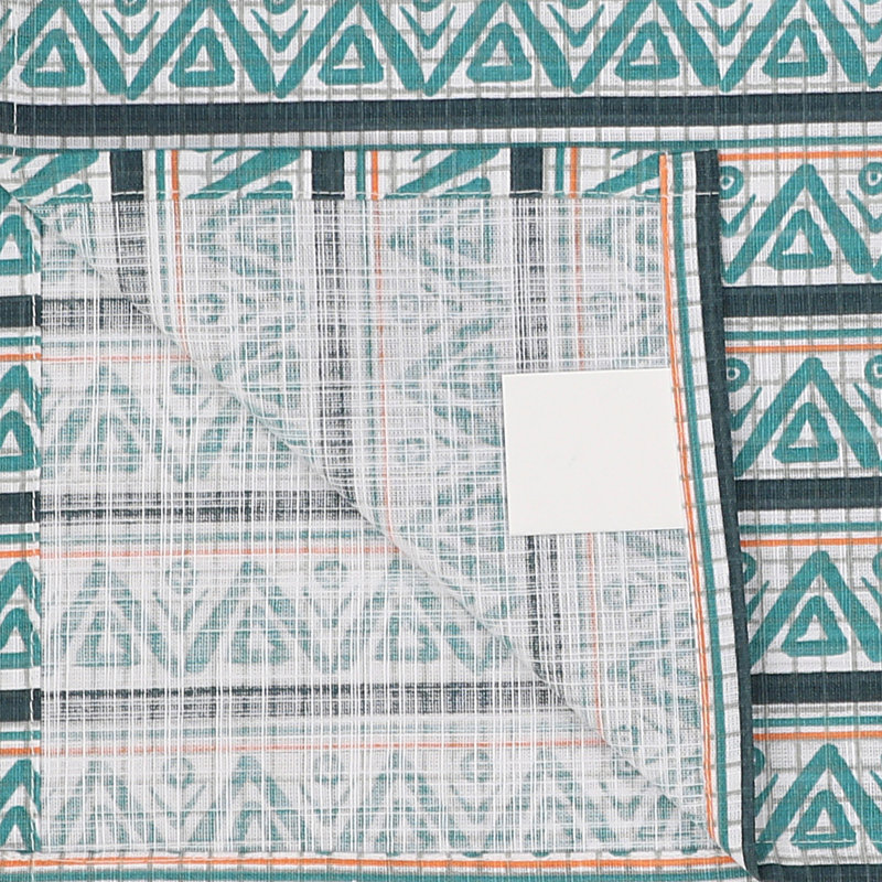 Serviettes de table 100% coton à imprimé multicolore, Triangle bleu sarcelle