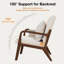 Fauteuil d'appoint en bois massif de 26 po de largeur Mid-Century avec coussin supplémentaire et pochette de rangement