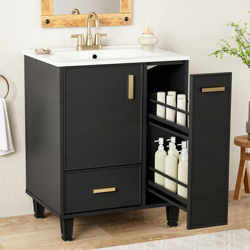 Meuble-lavabo sophistiqué avec plusieurs options de rangement et une fabrication durable
