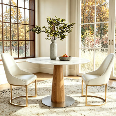 Table de salle à manger polyvalente 31 po / 39 po / 43 po Lofira, plateau multicolore avec base en métal robuste, table décontractée peu encombrante pour coin-repas et balcon