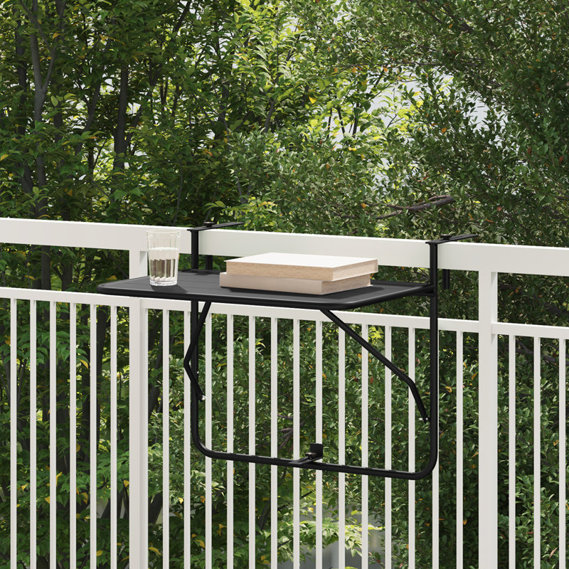 Balcony Table Metal Medium Collapsible Patio Table, Black