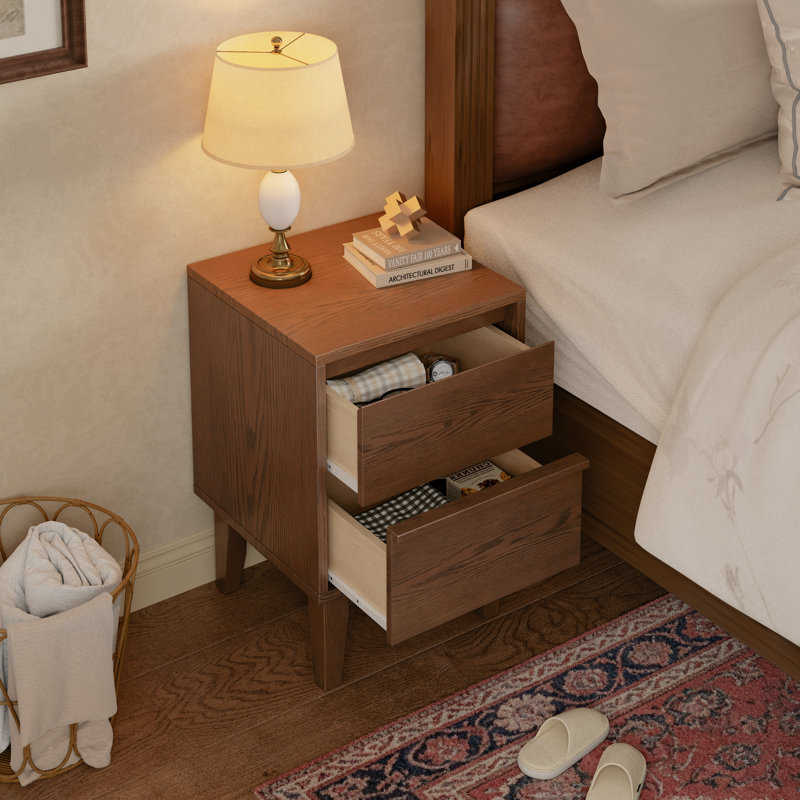 15.75'' W Solid Wood Nightstand, Brun