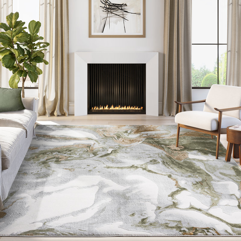 Abani Rugs Argueta REG140C Abstract Grey Green Area Rug, Rectangle 7'9" x 10'2"