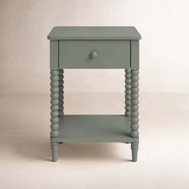 Benbrook 18'' W 1-Drawer Spindle Nightstand, Green
