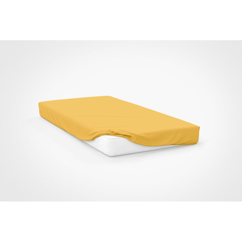 200 TC 50/50 Percale Polycotton Percale Fitted Sheet, Single (3'), Saffron