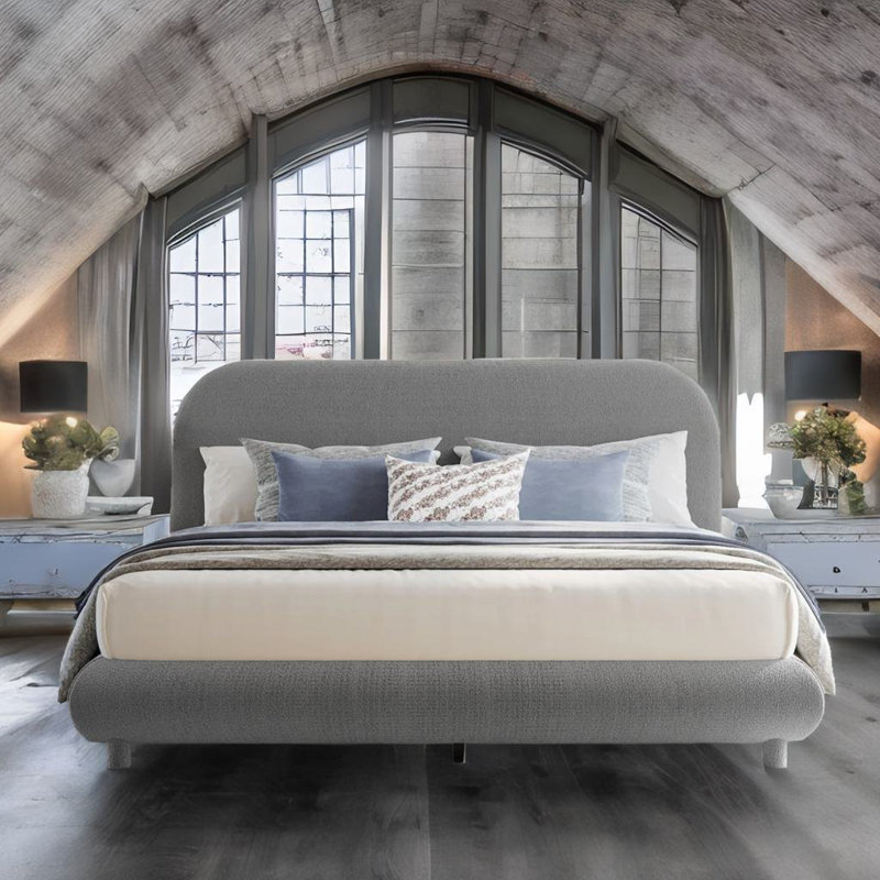 Lit plateforme 37 po Kestra, Double, Gris
