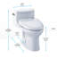 Toilette allongée une pièce 1,28 GPF TOTO® WASHLET + ® Supreme® II et siège de bidet WASHLET® S350e, blanc coton