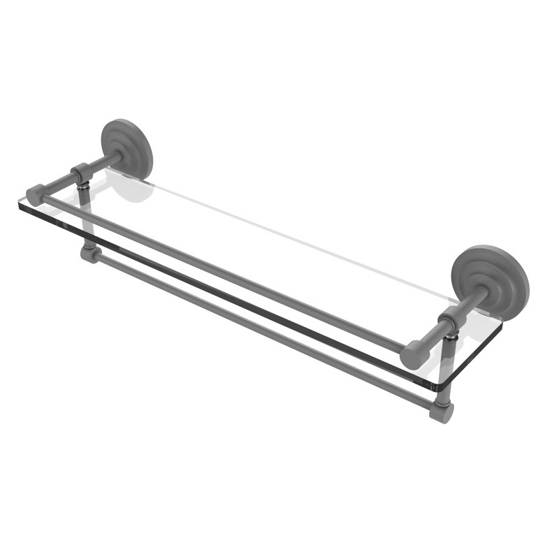 Leamore Bracket Shelf with Towel Bar, Matte Gray