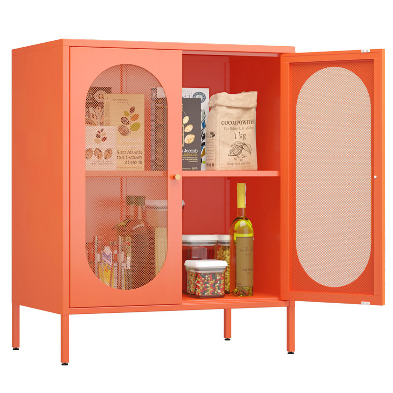 2 Door Accent Cabinet,metal Storage Cabinet With Adjustable Shelf,buffet Sideboard For Bed Room,living Room,entryway,hallway,home,hotel,office,garage,kitchen,1 Removable Shelf.