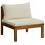 Ensemble de canapé modulaire d'extérieur 6 pièces, table basse, ivoire, bois d'acacia brun