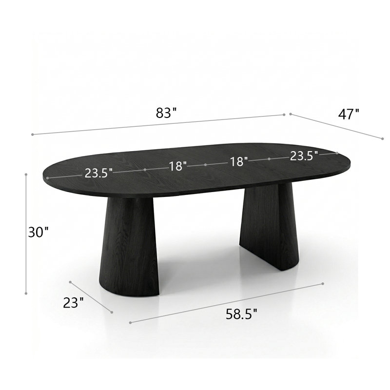 47"-65"-83" Extendable Dining Table – 3-in-1 Design, Black