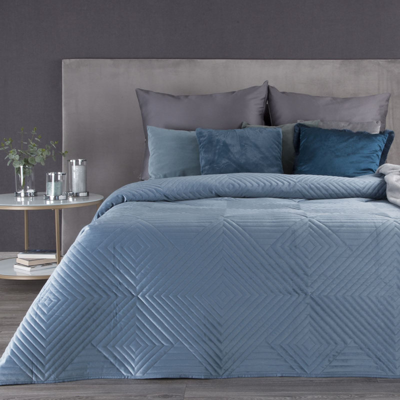 Garan Polyester Geometric Shapes Bedspread, 230 x 260 cm, Dark Green