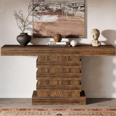 Console 63 pouces en bois rustique brun