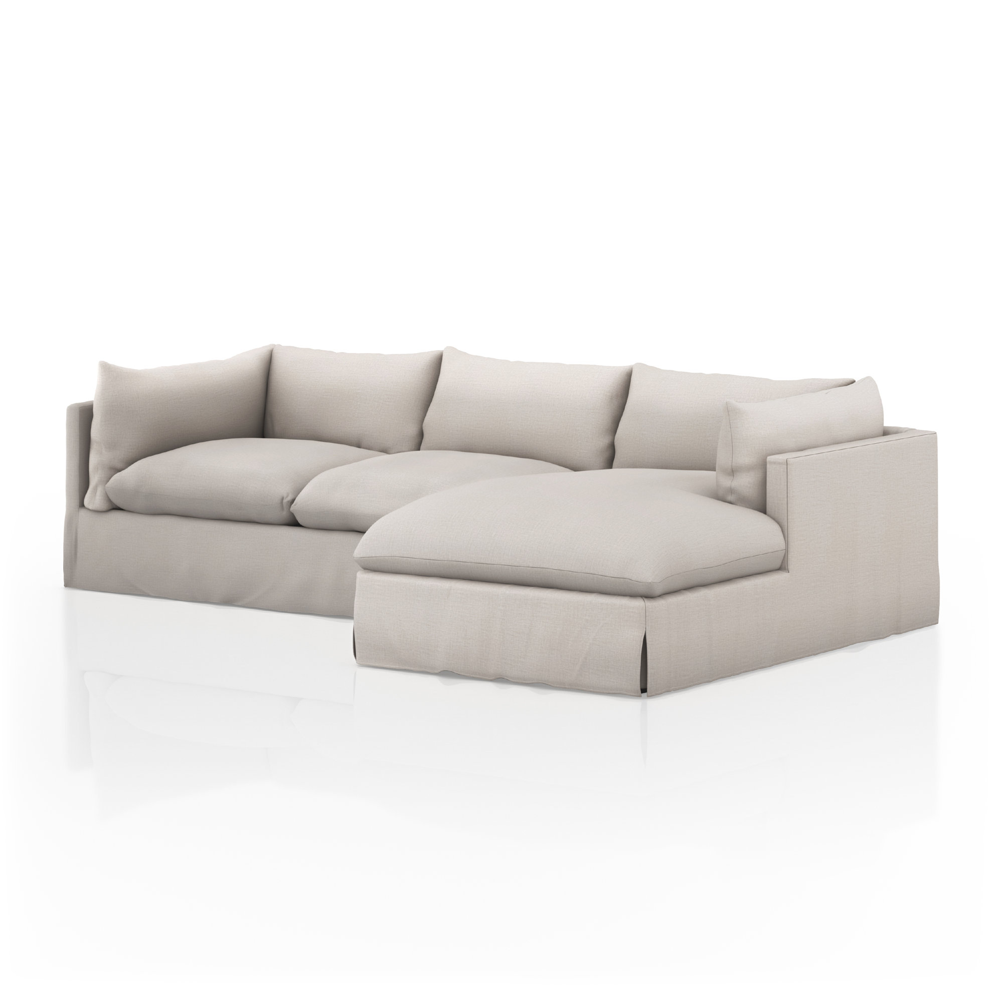 Reggio Slipcover Chaise Sectional, Bennett Moon Polyester Blend, 31.5" H x 115" W x 67" D, Right Hand Facing