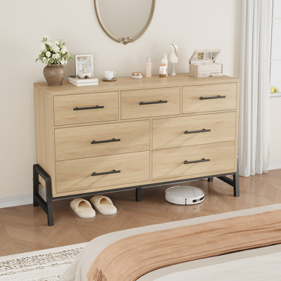 Extra- 7-Drawer Storage Cabinet – 52” Freestanding Wood Unit for  Closet Organization. Living Room. or Spacious Entryway