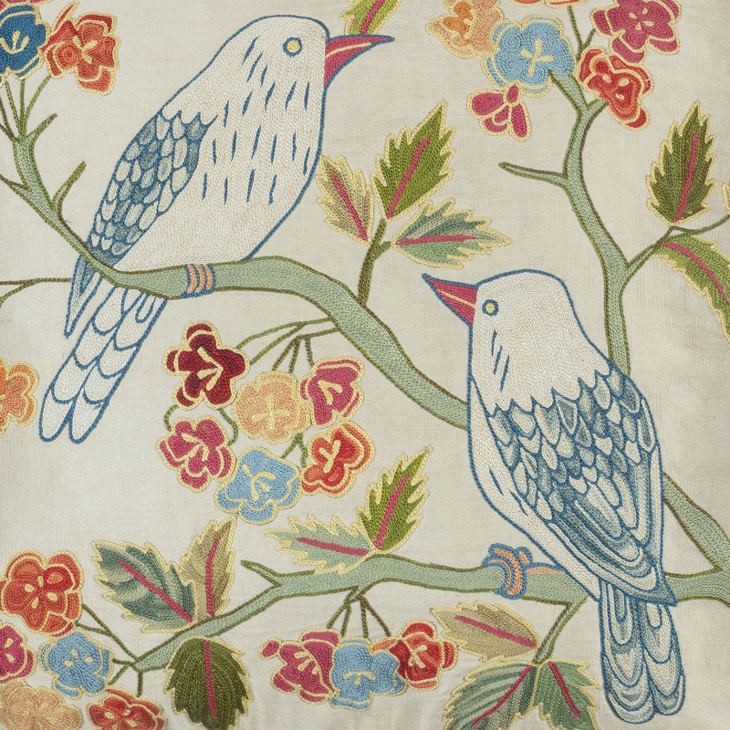 Housse de coussin brodée 100% soie 19 po x 19 po. Oreiller traditionnel. Coussin décoratif