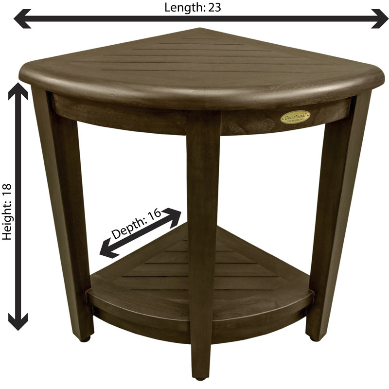 DecoTeak SnazzyCorner, Corner Shower Stool, Teak Shower Bench, Teak Bench Shower, Teak Shower Stool for Inside Shower, Bathroom Bench, Shower Stool for Shaving Legs, in Woodland Brown
