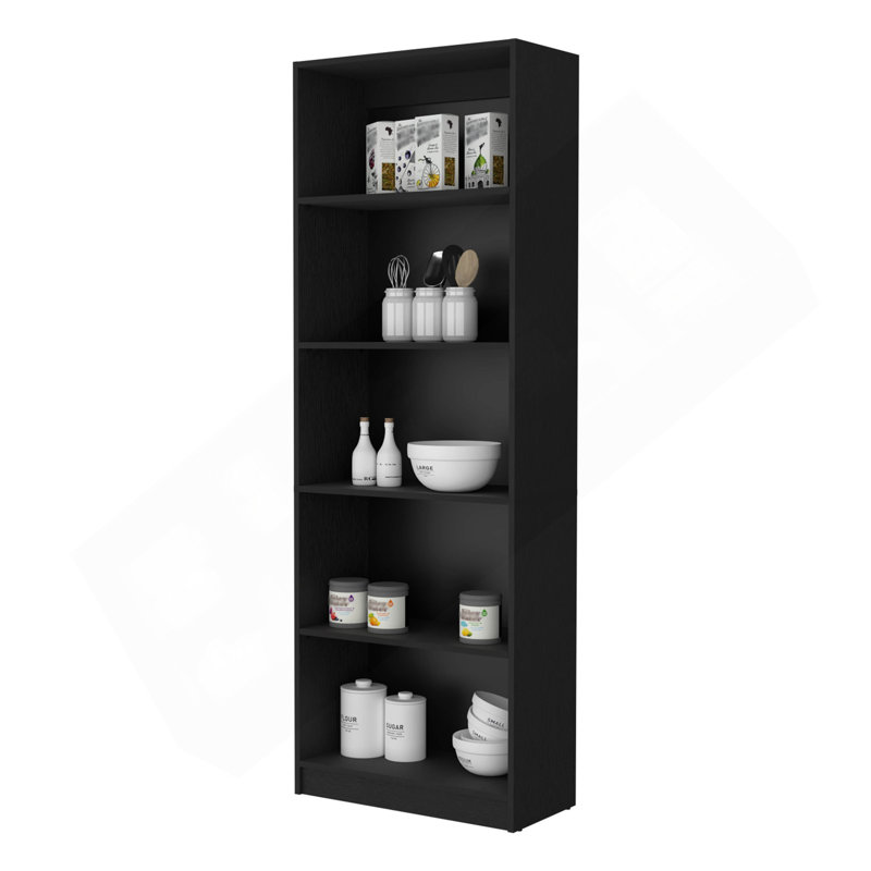 Sutton 4 Shelves Bookcase With Modern Storage Shelves, Black
