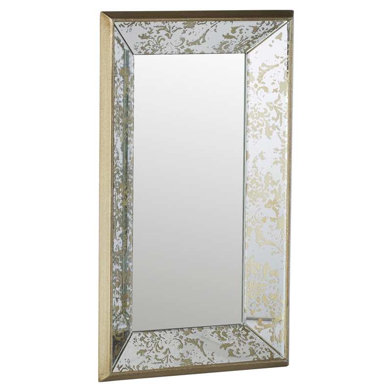 Silver Glass Framed Accent Mirror, 24" x 15.5", Rectangle