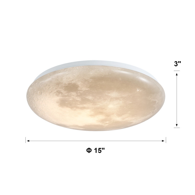 15" Moon Surface LED Ceiling/Wall Light – Adjustable Color Temp, Dimmable, ETL-Certified