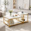 Ensemble de 2 tables basses imitation marbre et or