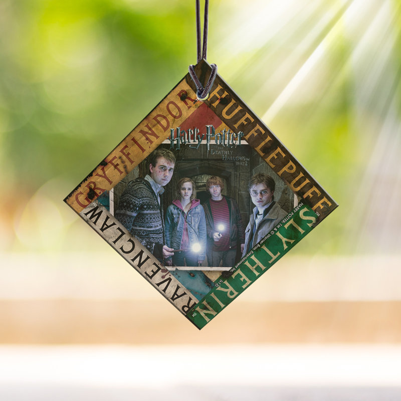 Harry Potter et les reliques de la mort Poudlard maison, impression de verre suspendu en forme de diamant